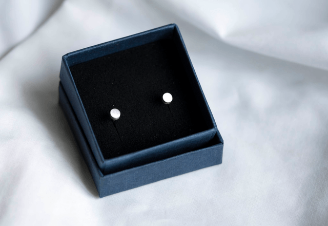 Silver Cylindrical Ear Studs