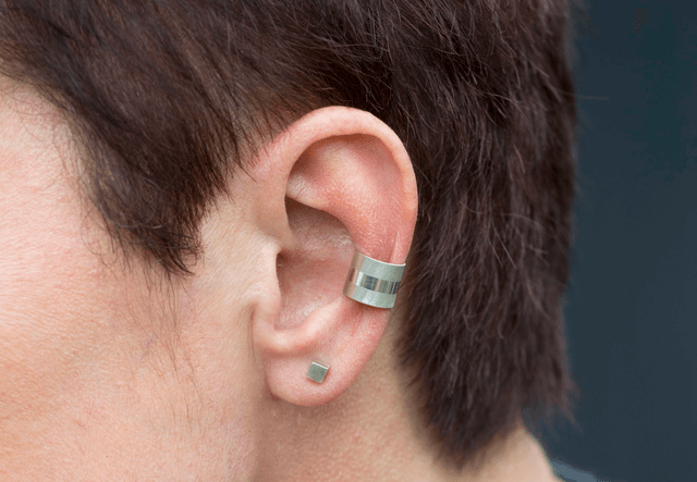 Silver Chunky Two Tone Ear Cuff