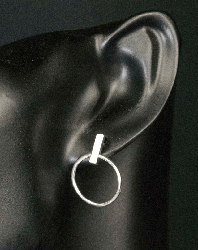 Silver Dangly Hooped Ear Studs