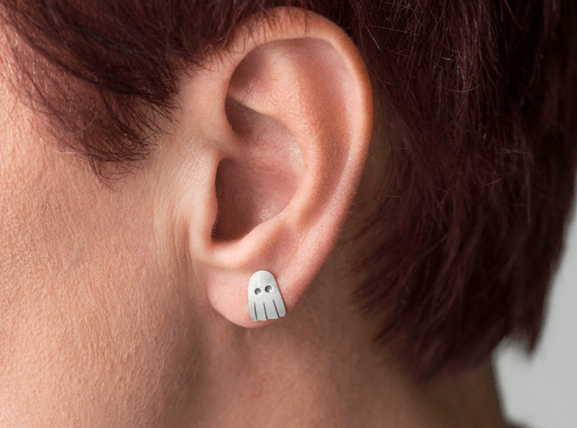 Silver Ghost Ear Studs
