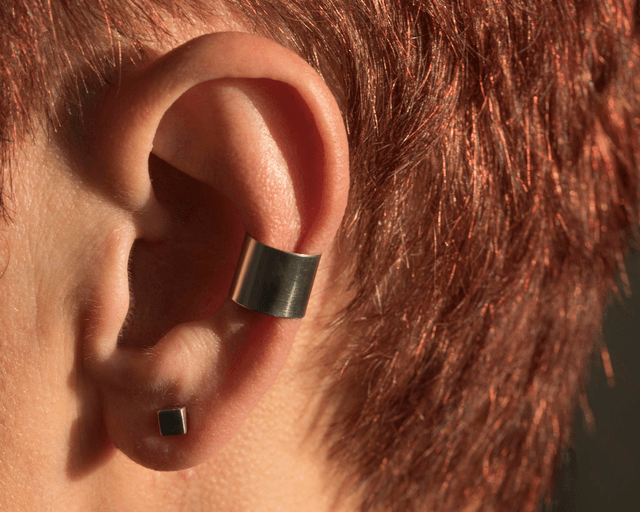 Silver Plain Chunky Ear Cuff