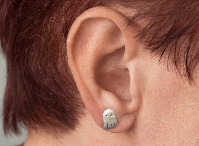Silver Ghost Ear Studs