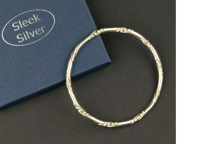 Silver "Twist within a Twist" Bangle