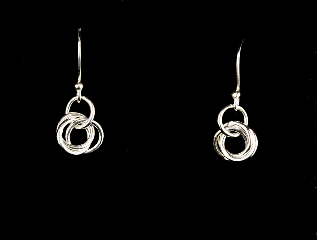 Silver Triple Rolling Ring Earrings