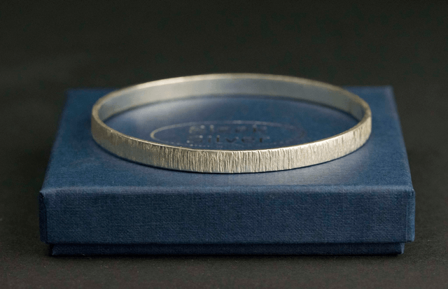 Silver Bark Textured Bangle