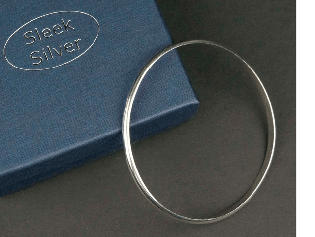 Silver Plain Bangle - 'D' Profile