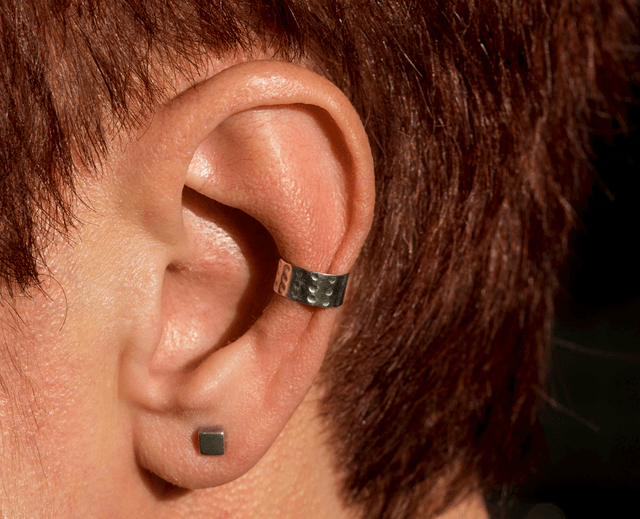 Silver Dimpled Ear Cuff (Slim / Chunky)