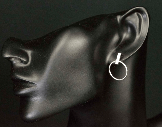 Silver Dangly Hooped Ear Studs