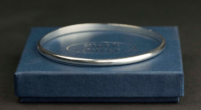 Silver Plain Bangle - 'D' Profile
