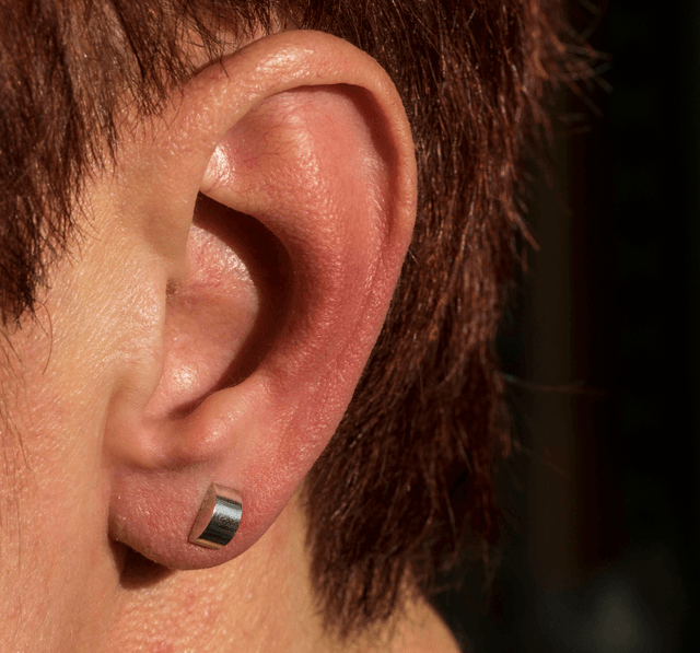 Silver Half Moon Ear Studs