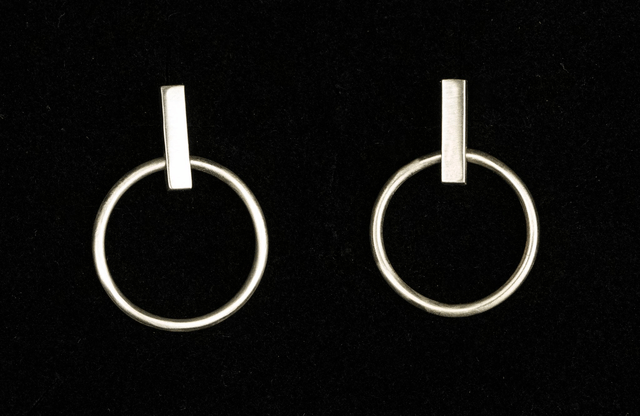 Silver Dangly Hooped Ear Studs