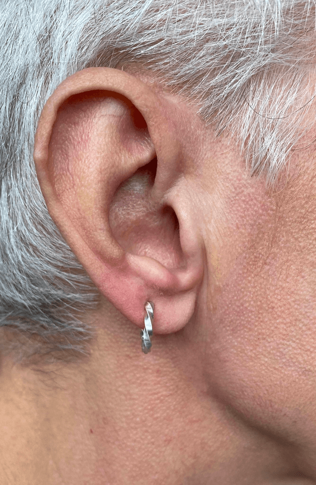 Silver Square Wire Twisted Huggie Ear Studs