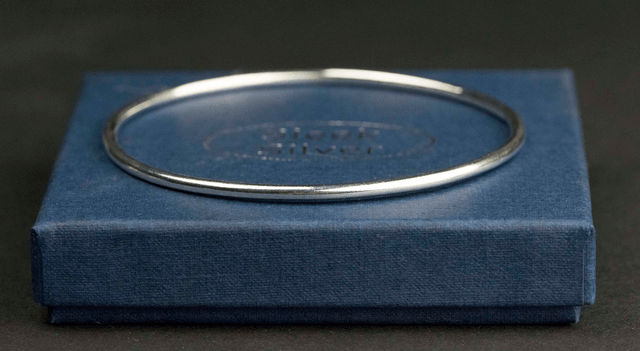 Silver Plain Bangle - Round Profile