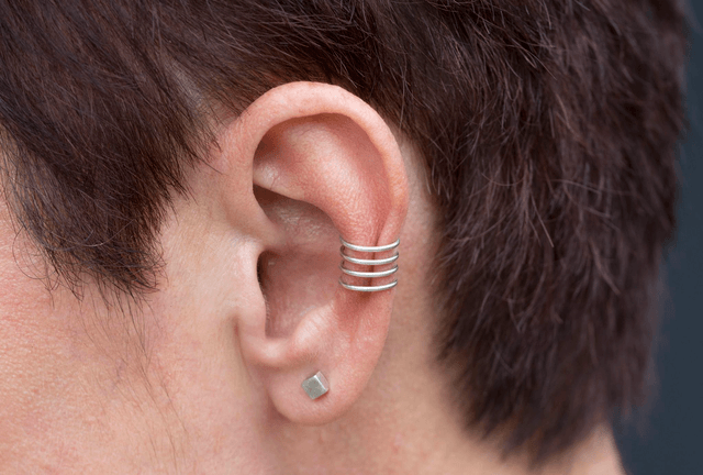 Silver Four Hooped Ear Cuff
