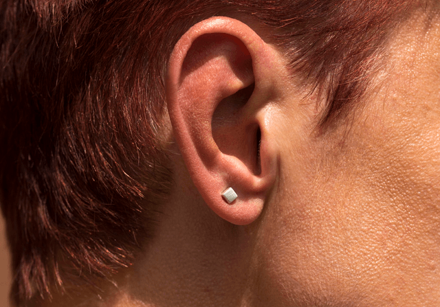 Silver Cube Ear Studs