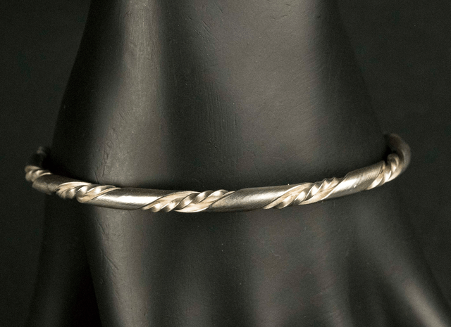 Silver "Twist within a Twist" Bangle