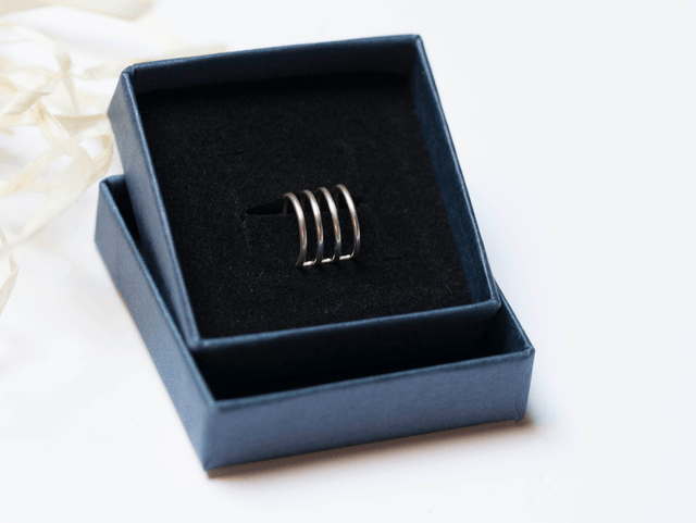 Silver Four Hooped Ear Cuff