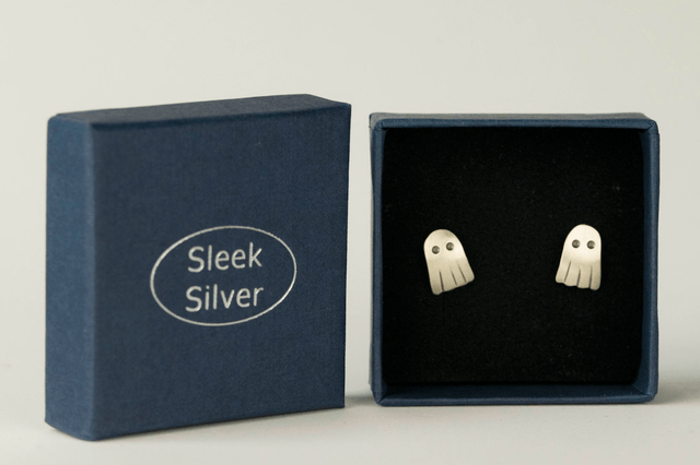 Silver Ghost Ear Studs