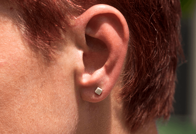 Silver Cube Ear Studs