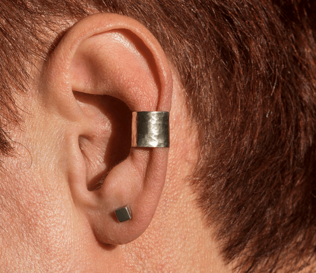Silver Chunky Hammered Ear Cuff