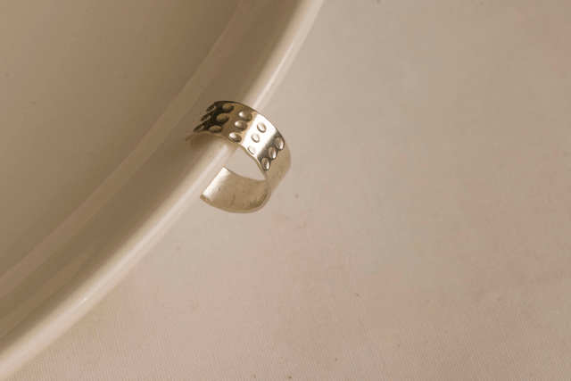 Silver Dimpled Ear Cuff (Slim / Chunky)
