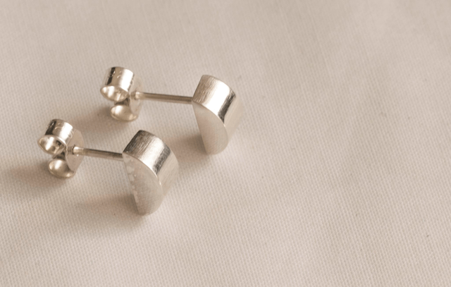 Silver Half Moon Ear Studs