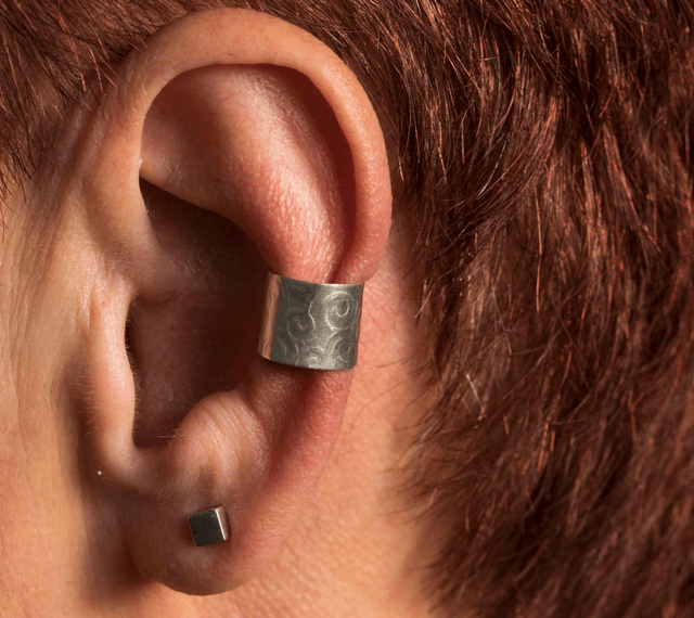 Silver Chunky "Swirly" Patterned Ear Cuff