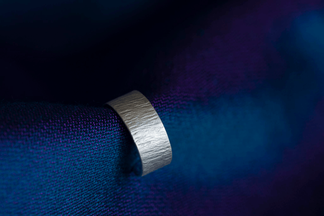 Silver Slimline Bark textured Ear Cuff