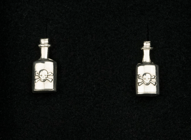 Silver Poison Bottle Ear Studs
