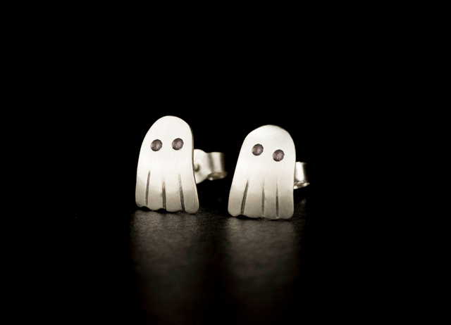 Silver Ghost Ear Studs
