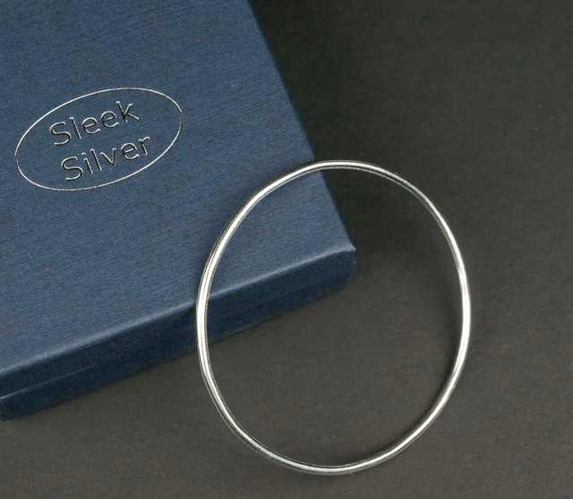 Silver Plain Bangle - Round Profile