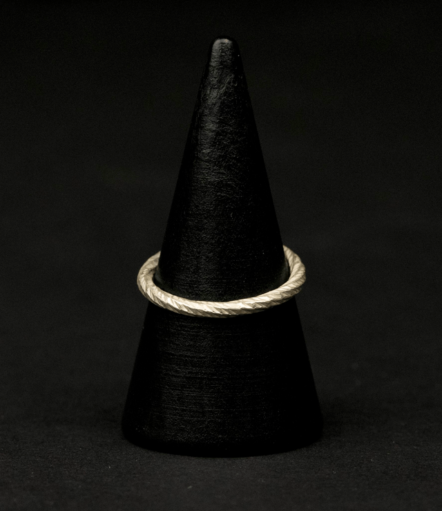 Silver Diamond Cut Patterned Stacker Ring