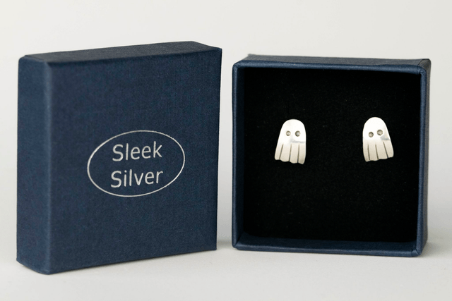 Silver Ghost Ear Studs