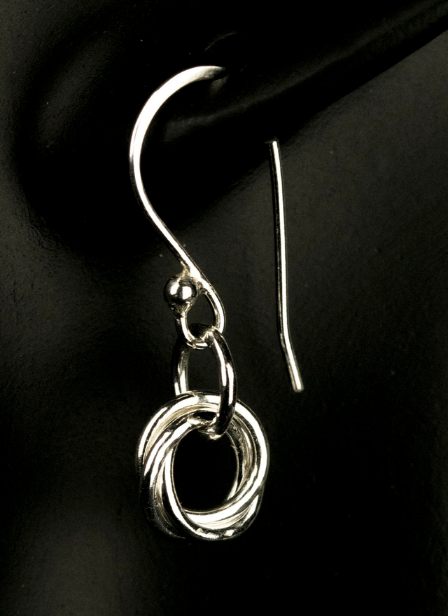 Silver Triple Rolling Ring Earrings