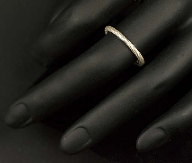 Silver Diamond Cut Patterned Stacker Ring