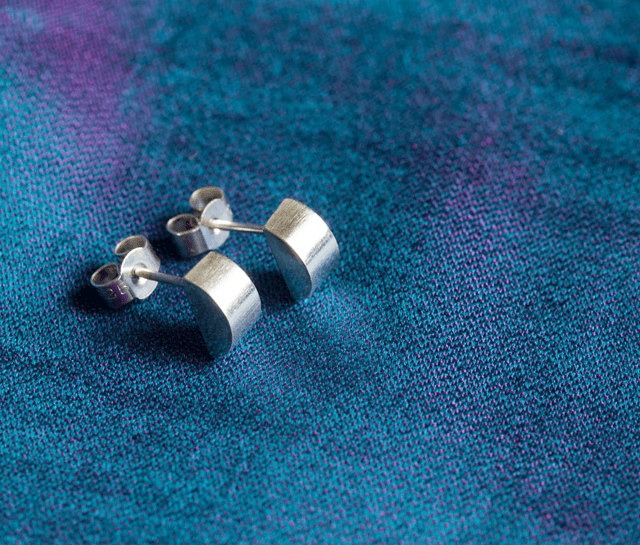 Silver Half Moon Ear Studs