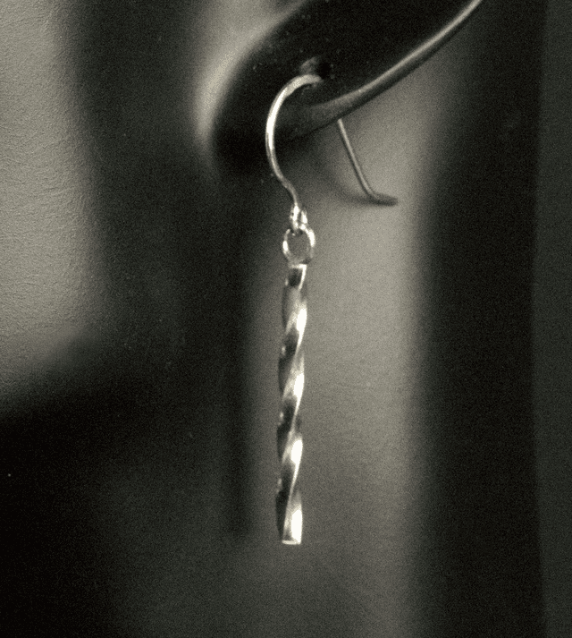 Silver Square Wire twisted drop earrings
