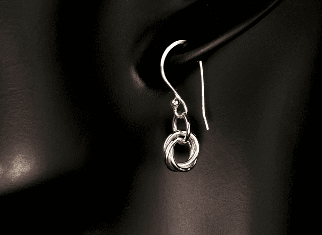Silver Triple Rolling Ring Earrings
