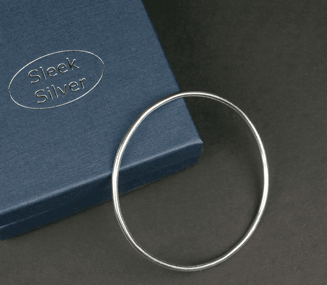 Silver Plain Bangle - Round Profile