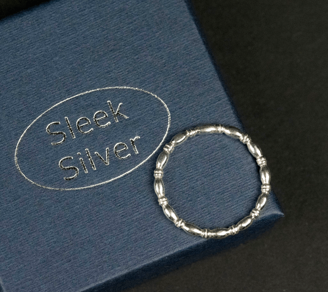 Silver Oval and Rondelle Stacker Ring