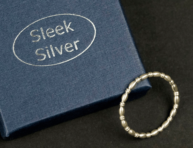 Silver Oval and Rondelle Stacker Ring