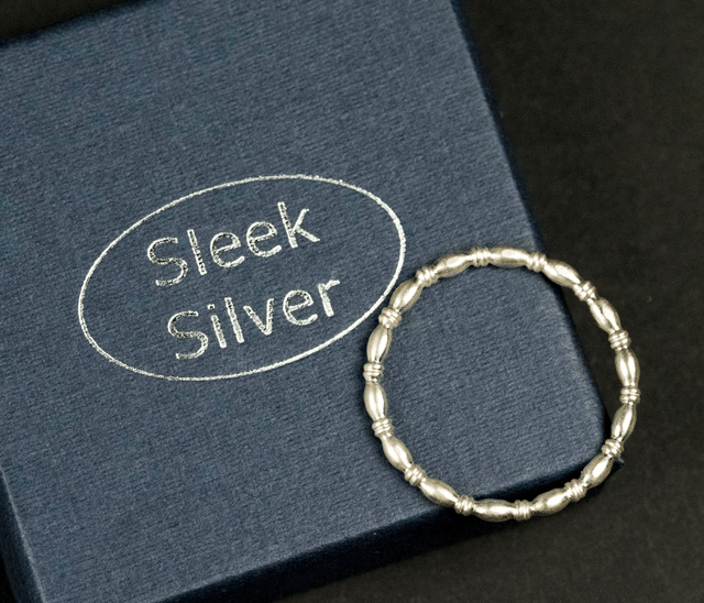 Silver Oval and Rondelle Stacker Ring